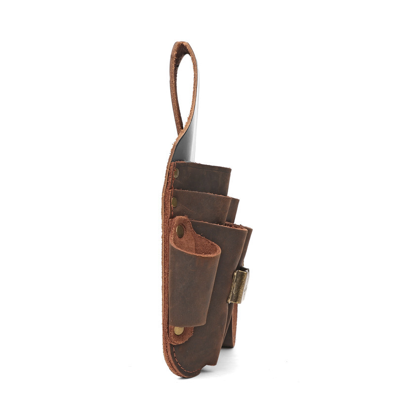 TOURBON Workshop Small Maintenance Tools Carrier Belt Pouch Buffalo Hide Leather