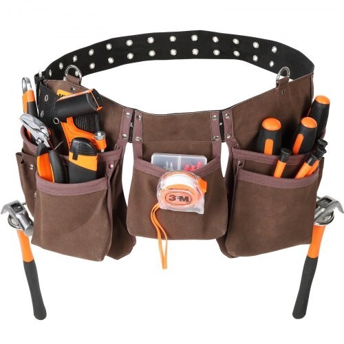 3Pk VEVOR Tool Belt 13 Pockets Adjusts from 29Inches-54Inches Faux Sede Leather