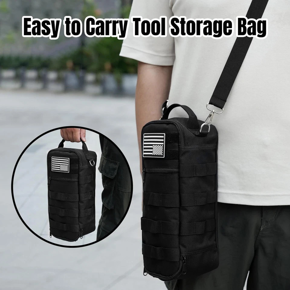 Portable Small Tool Bag, Heavy Duty Tool Pouch Bag with Shoulder Strap and D-…