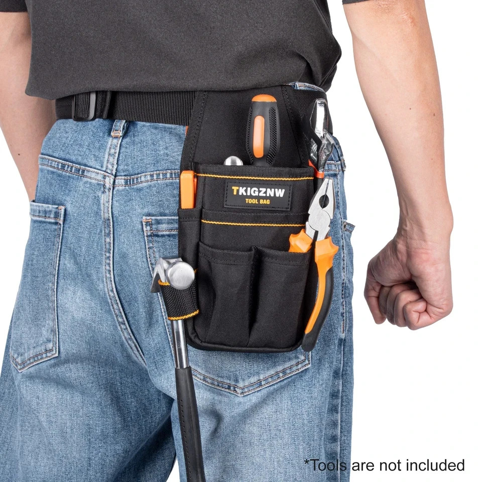 Heavy Duty Tool Pouch Waist Belt Organizer with 6 Pockets & 9 Screwdriver Loops
