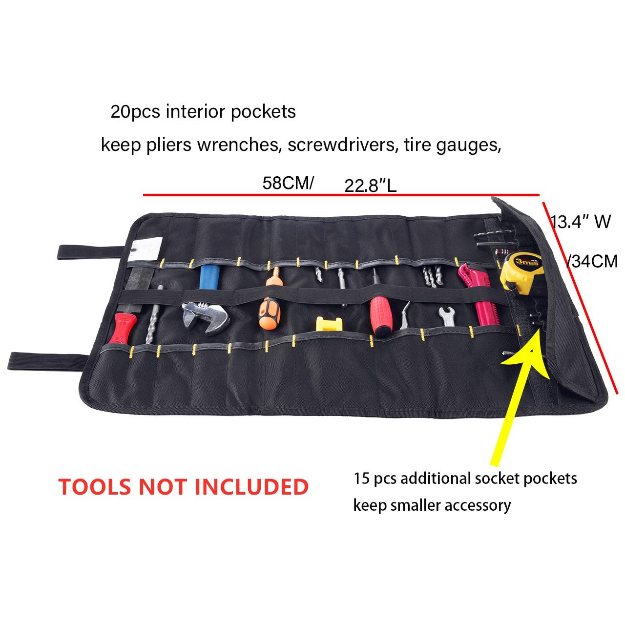 Canvas Tool Roll Up Bag Organizer Multi Pocket Wrench Screwdriver Storage