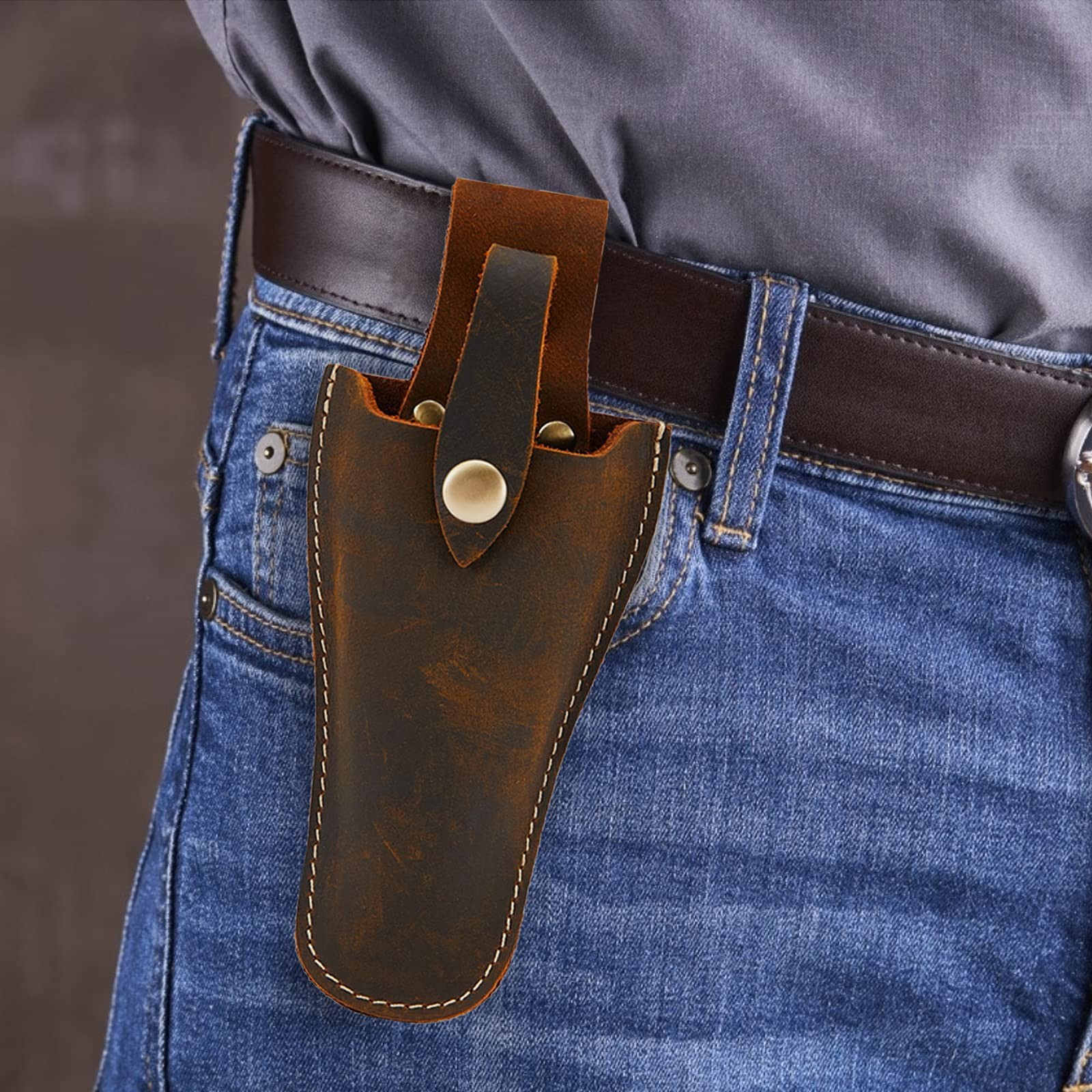 Plier Holder for Belt,Durable Leather Sheath Pouch Gardening Brown