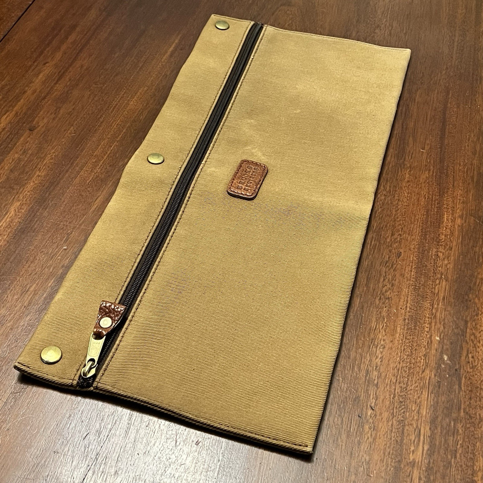Brooks Brothers Heavy Duty Tan Canvas Pouch with Snap-on Buttons