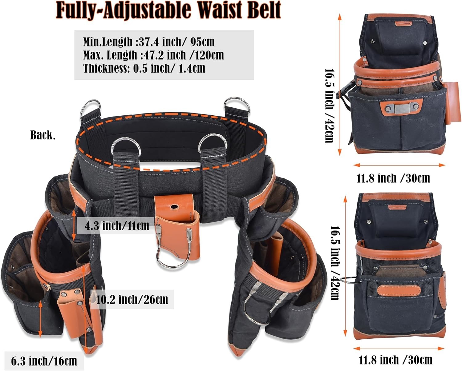 WELKINLAND 22-Pocket Buffalo Leather Tool Belt Bags *NEW*
