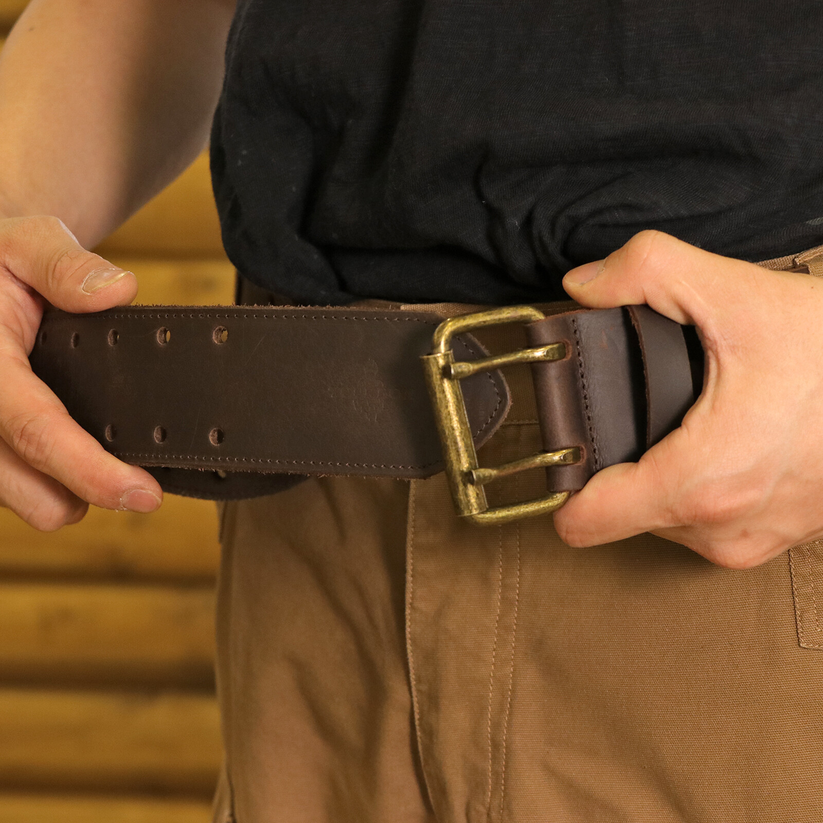 Tourbon Leather Tools Carry Holster Belt Workshop Double Roller Buckle Rig Belt✅