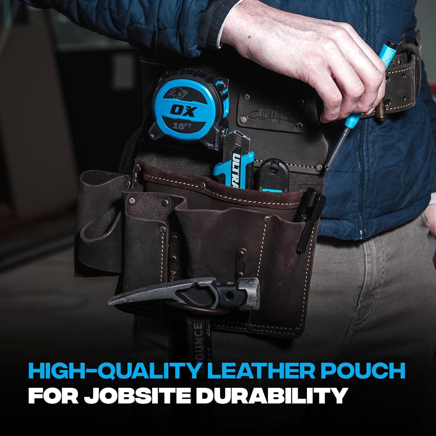 Ox Pro Full Grain Leather Tool Pouches Double Stitching