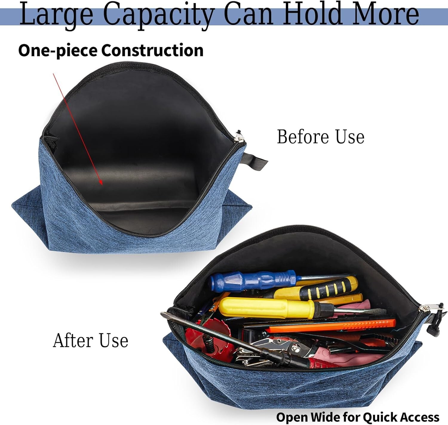 Tool Pouches With Zipper 3 Pack Waterproof Small Tool Bag 7.9 x 11.4 inches