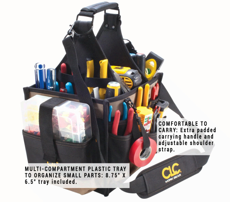 CLC 1528 Large Electrical and Maintenance Tool Carrier, Black