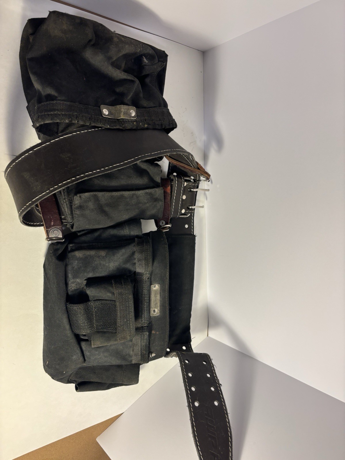 Vintage Awp Hp Heavy Duty Leather Tool Belt W/ Boulder Bag Pouchs Rig