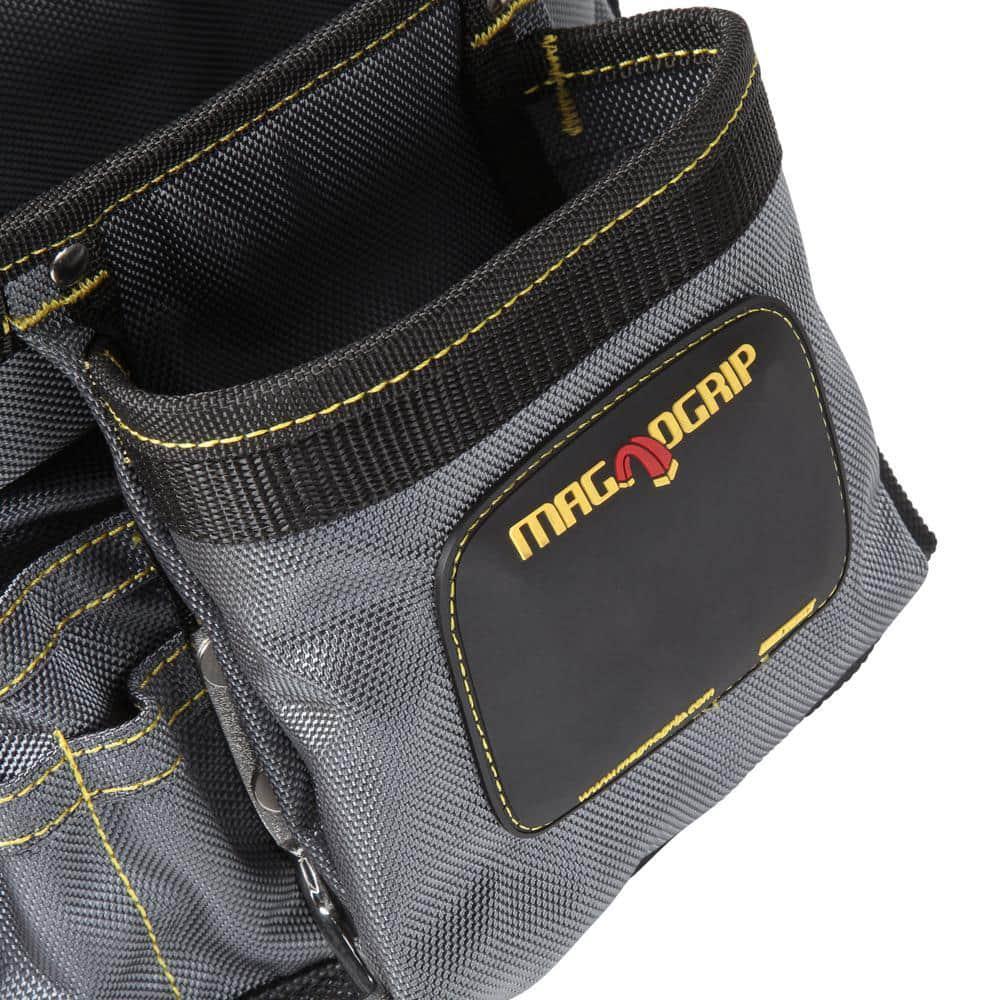 Magnetic Tool Pouch with Belt 11 in. 10-Pocket Platinum Store Organize Tools