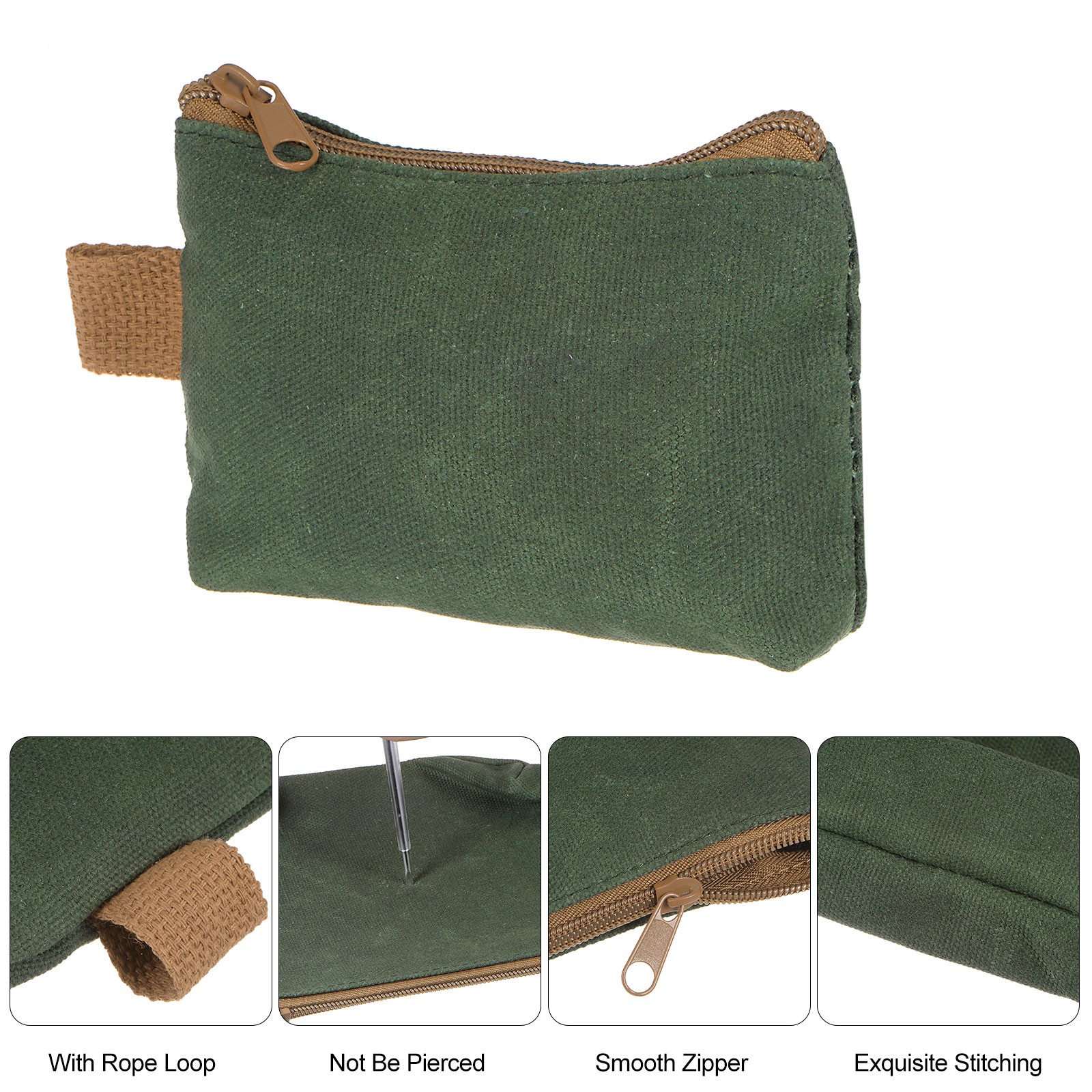 Tool Pouch Bag 14.5cm x 3cm x 9cm Oxford Organizer with Zipper Dark Green