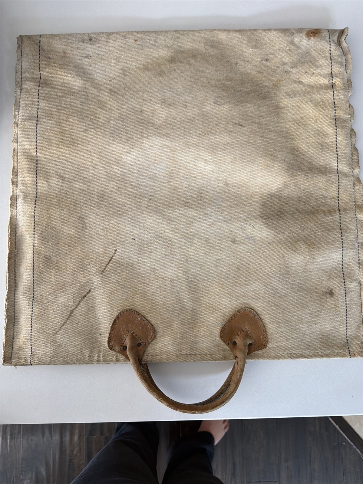 Vintage LL Bean Speedy Hoist Heavy Canvas Utility Bag Leather Handles