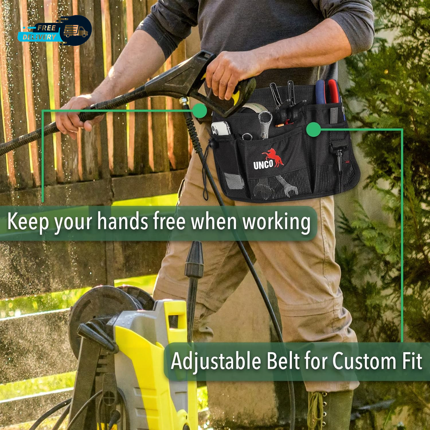 Gardening Belt Garden Tool Belts for Men Waist Apron with Pockets Construction