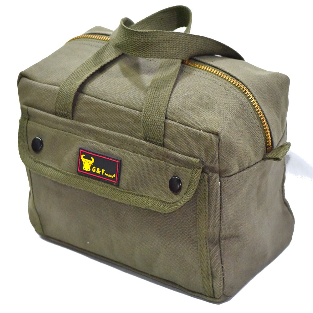 Heavy Duty Ample Storage Tool Bag Brass Zipper and Side Pockets Bag Cars Garden