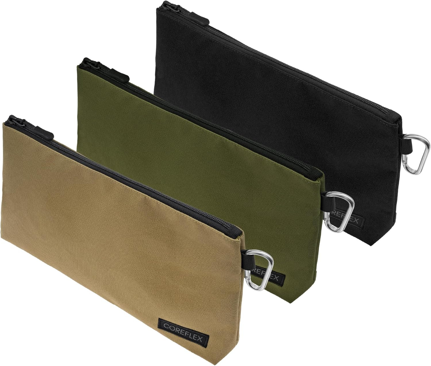 3 Pack Premium Canvas Tool Pouch Zipper Bag Heavy Duty Flat Bottom Small Storage