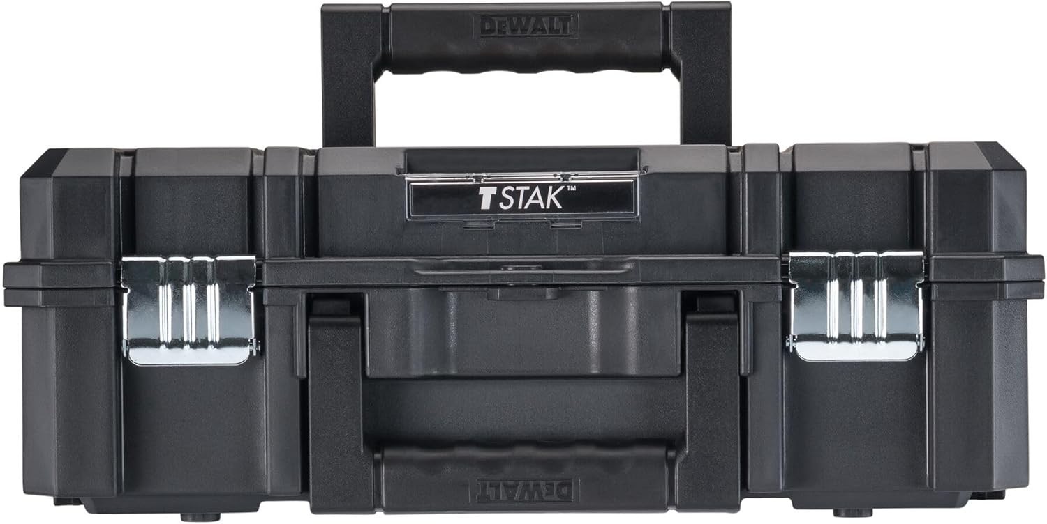 DEWALT TSTAK II Tool Box, Flat Top Tool Storage Case 17.3″L x 6.5″W x 13″H