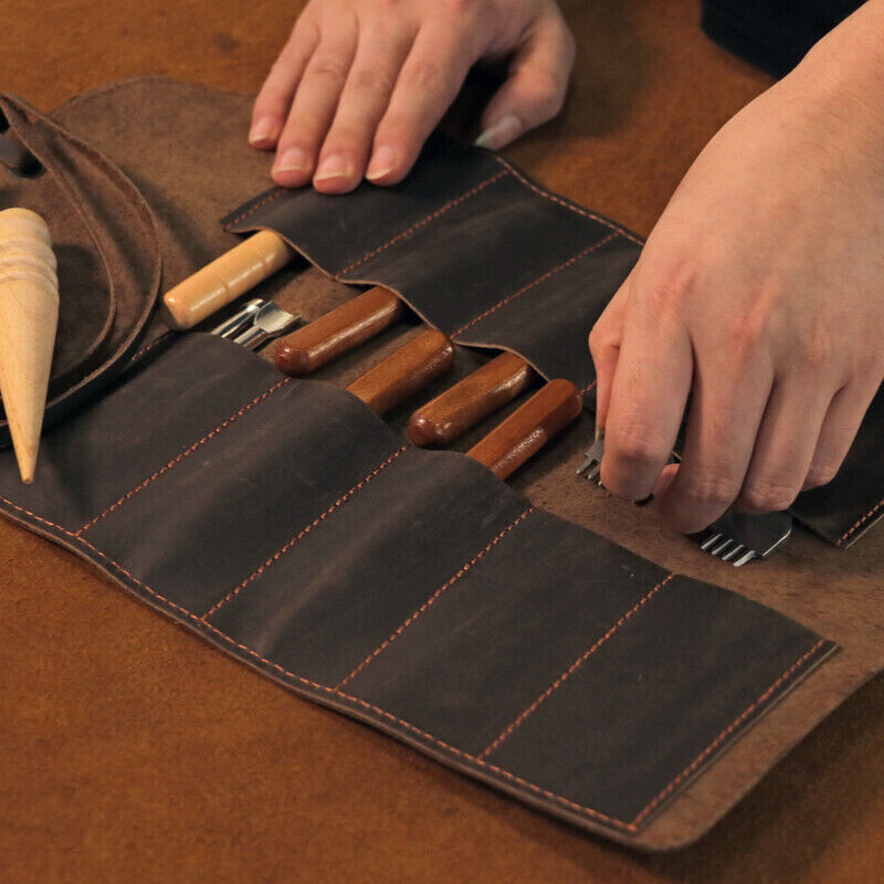 Leather Wood Carving Knives Roll Tools Organizer Knife Carrier Pouch-Xmas Gift