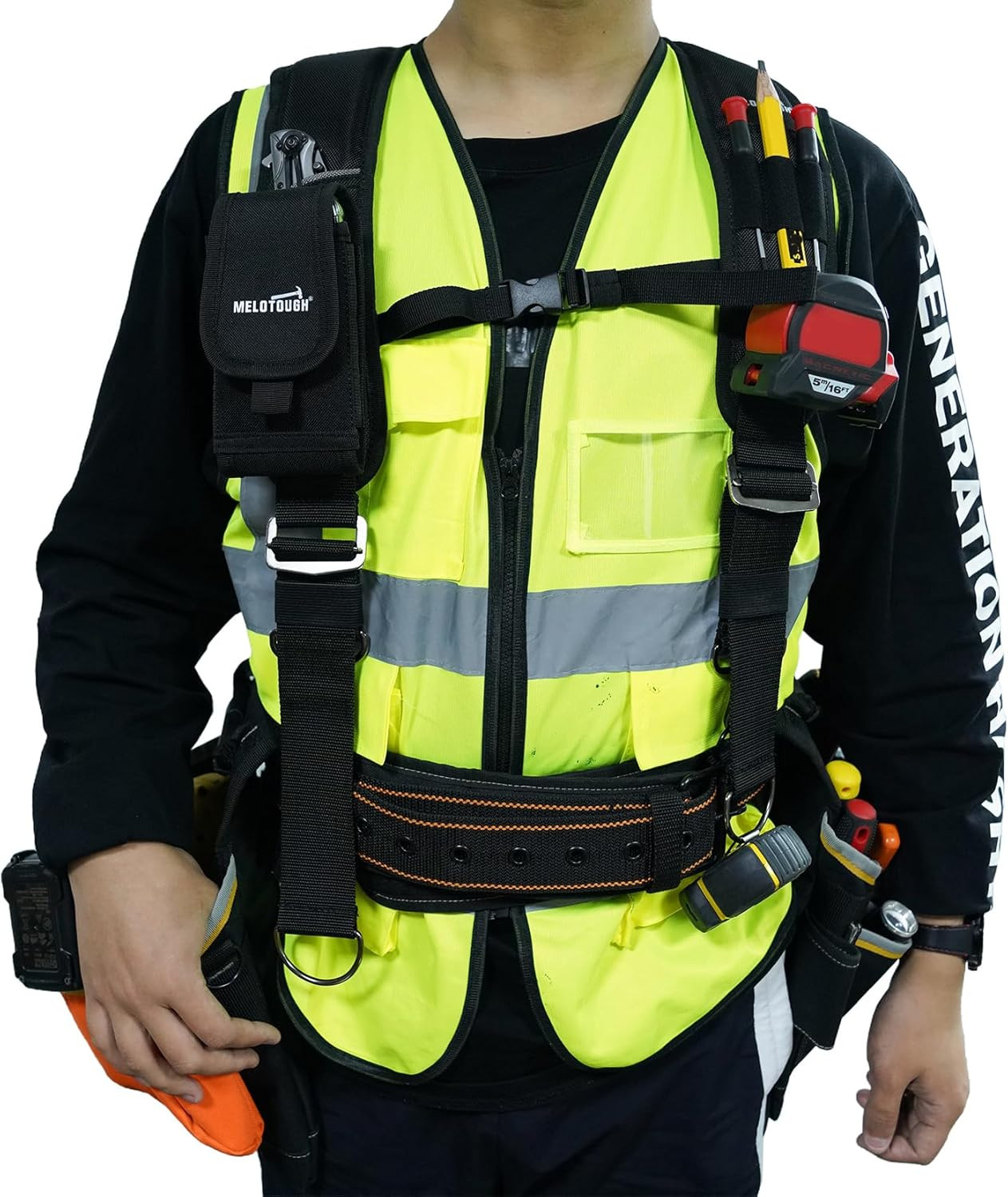 MELOTOUGH Tool Belt Suspenders Construction Bag Suspenders Padded Work Belt