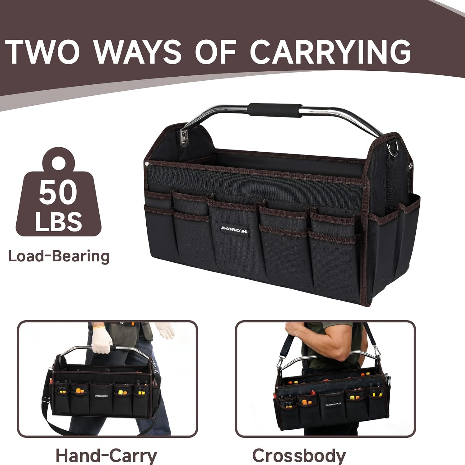 20 In Tool Carrier, Open Top Tool Tote 30 Pockets, Waterproof Tool Bag For Me…
