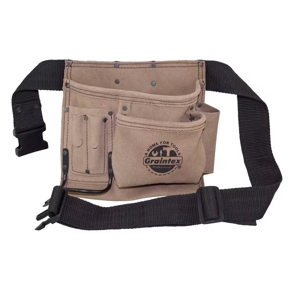5-Pocket Nail and Tool Pouch with Belt Suede leather Free Shipping