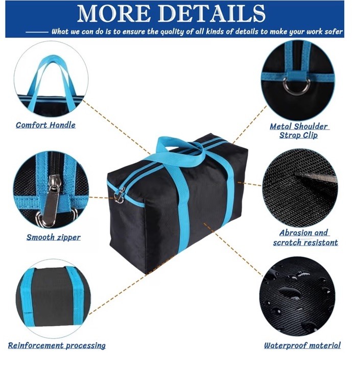 BLIRITEL Wide Mouth Tool Bag, Heavy Duty Tool Bag for Men,