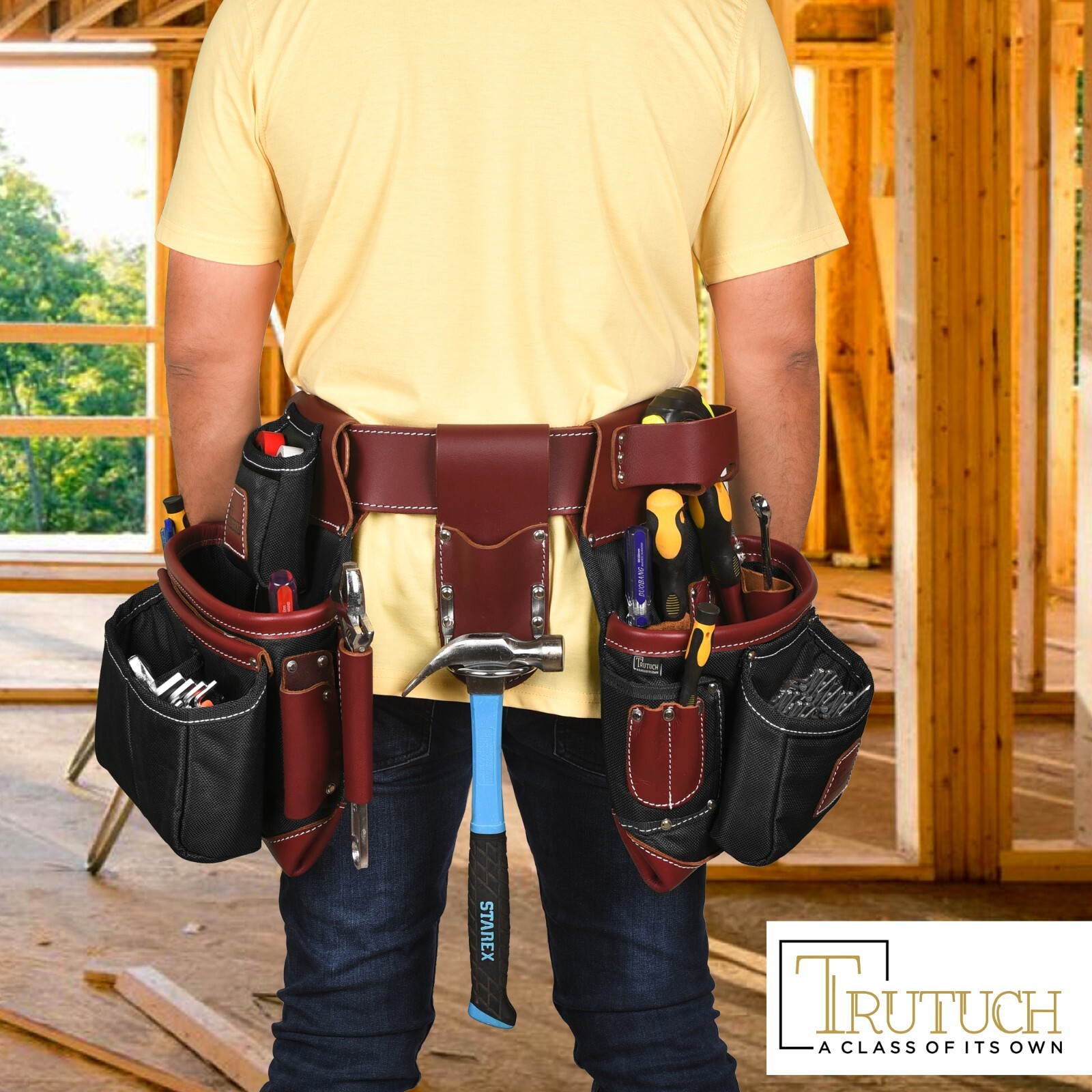 TRUTUCH Nylon and Leather Tool Belt | Framing Tool Bags | Nylon Tool Pouch