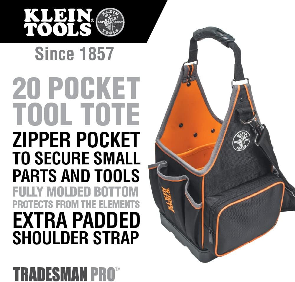 554158-14 Tool Bag, Tradesman Pro Tote with 20 Pockets Made of 1680D Ballistic W