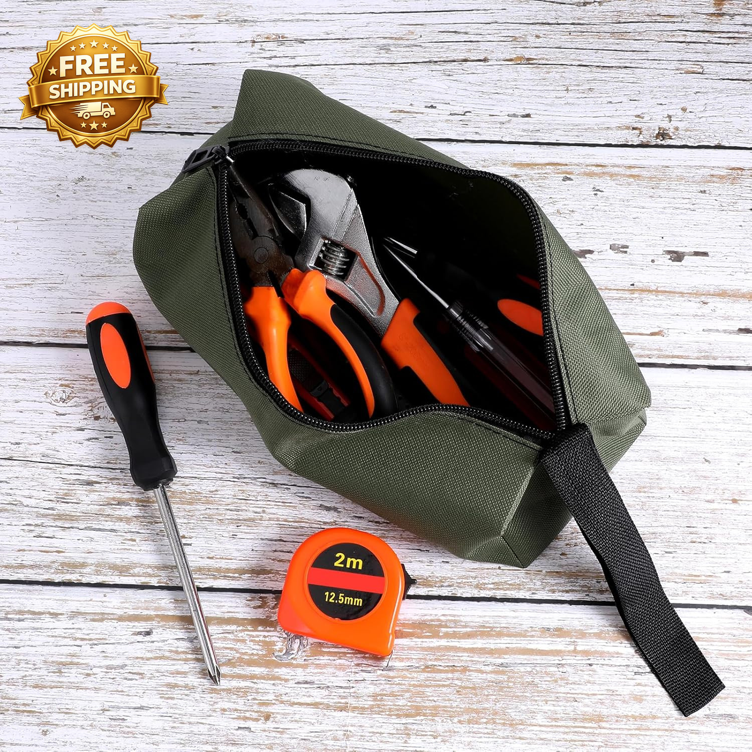 2 Pack Canvas Tool Pouch with Zipper Tool Pouch Bag Multi-Purpose Small Zipper