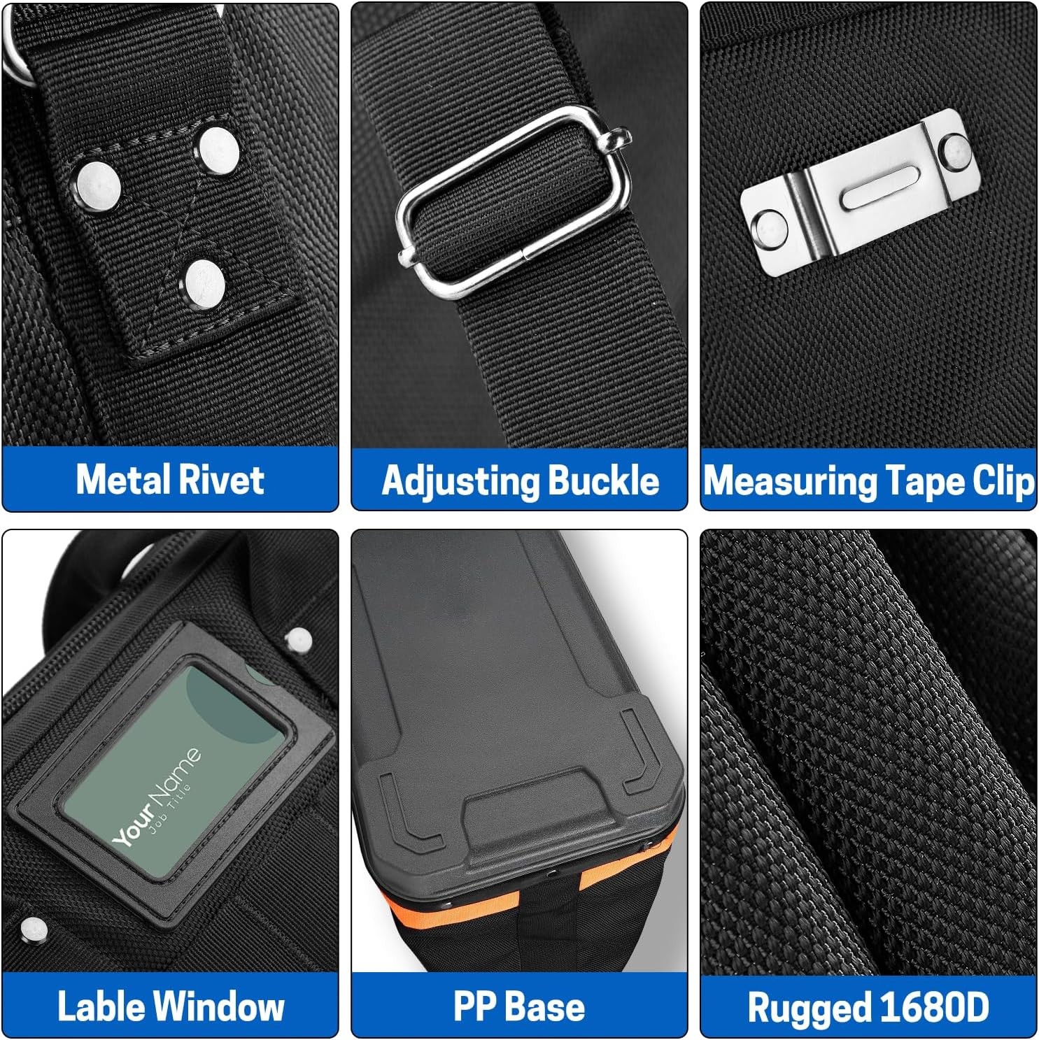 16 inch Heavy Duty Wide Mouth Tool Bag for Plumbers, Waterproof, Multi-Pockets