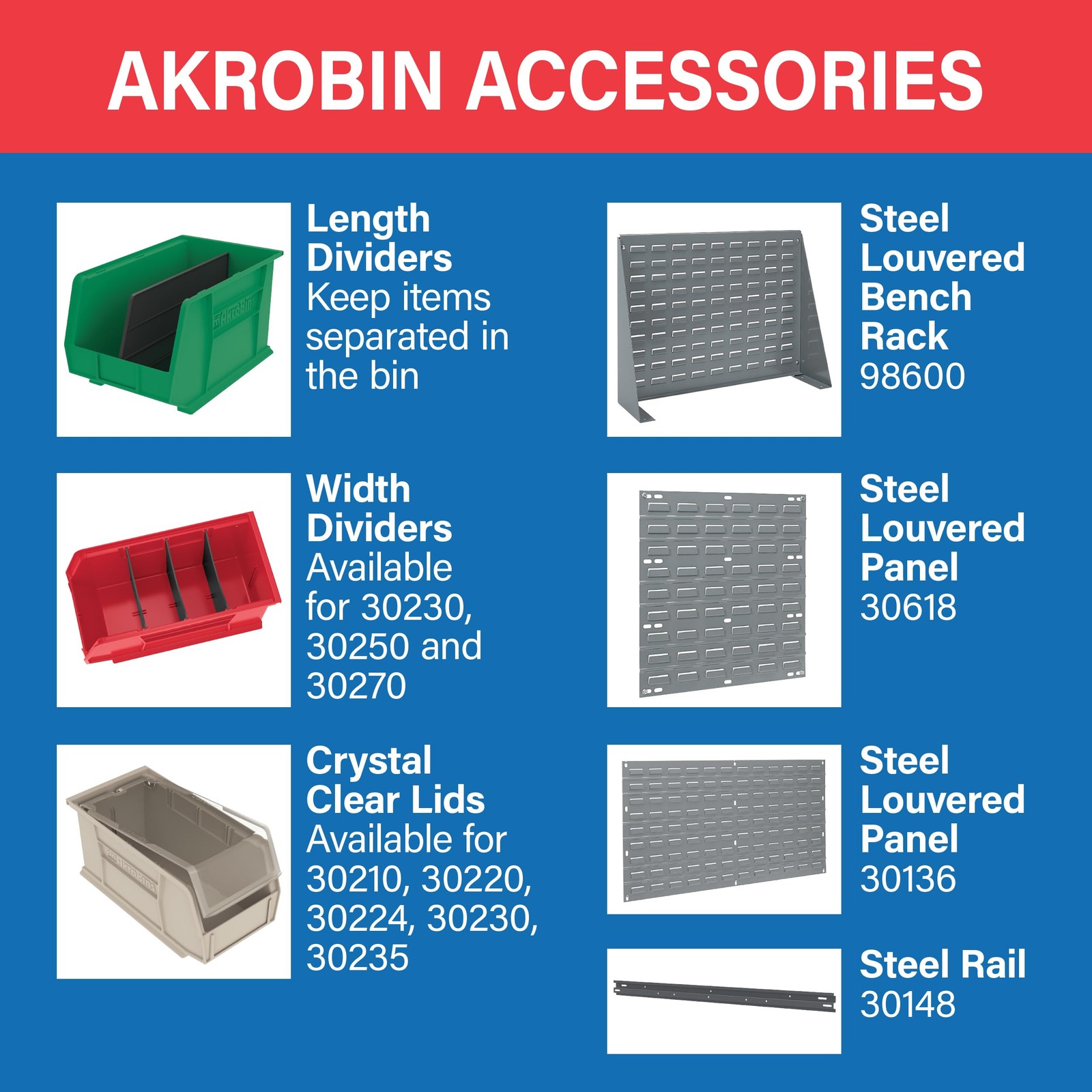 Akro-Mils 30220 AkroBins Plastic Storage Bins, Space-Saving Stackable Bins for