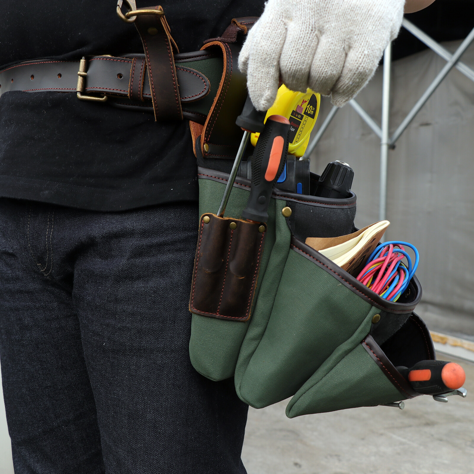 TOURBON Carpenter Workshop Electrician Tool Belt/Pouch/Bag/Holder Heavy Duty