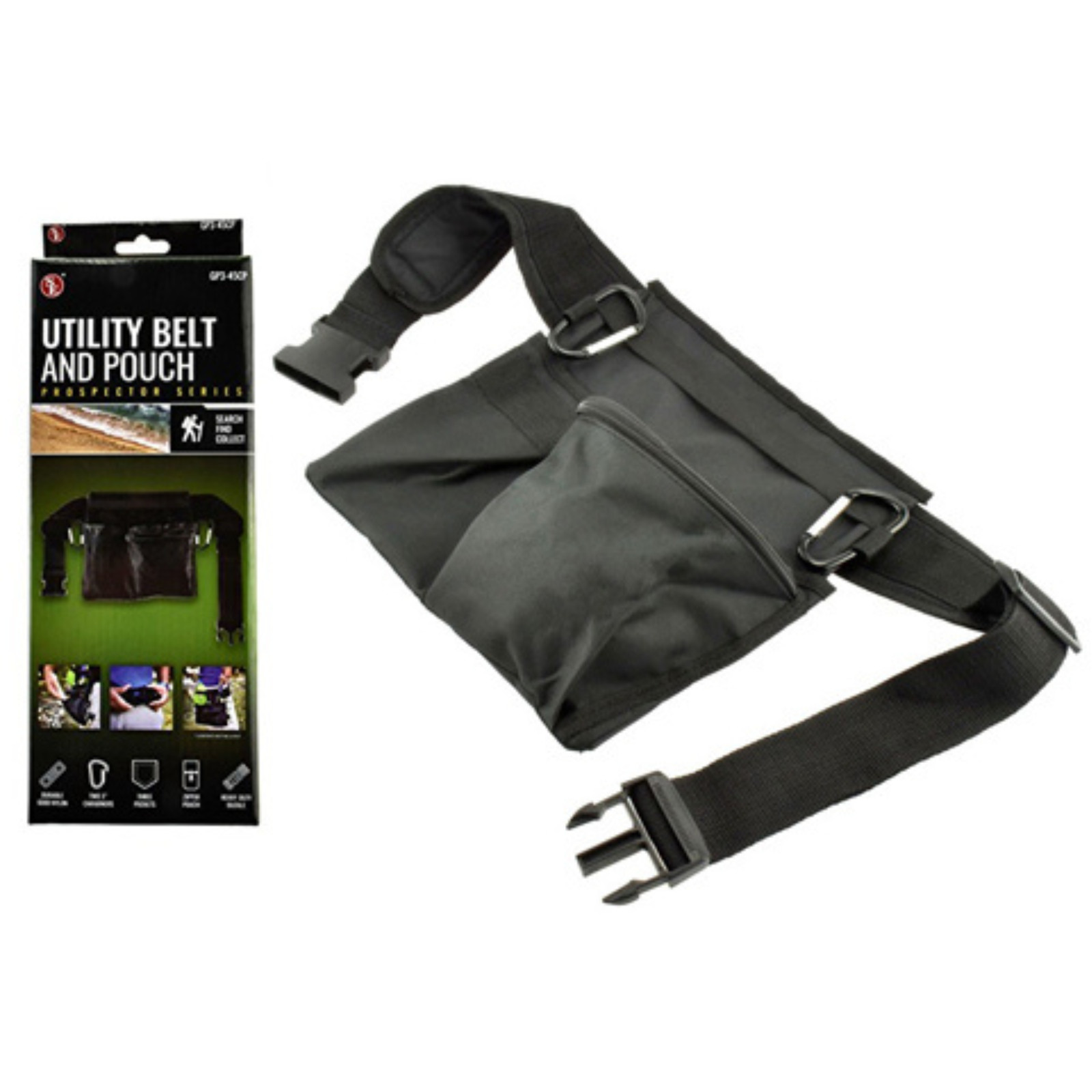 Metal Detecting Utility Belt & Pouch | 3 Pocket + Carabiners Zipper | Camping