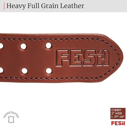 Men’s Leather Tool Belt – Handcrafted Top Grain Leather Cherry – 2″ Wide – L