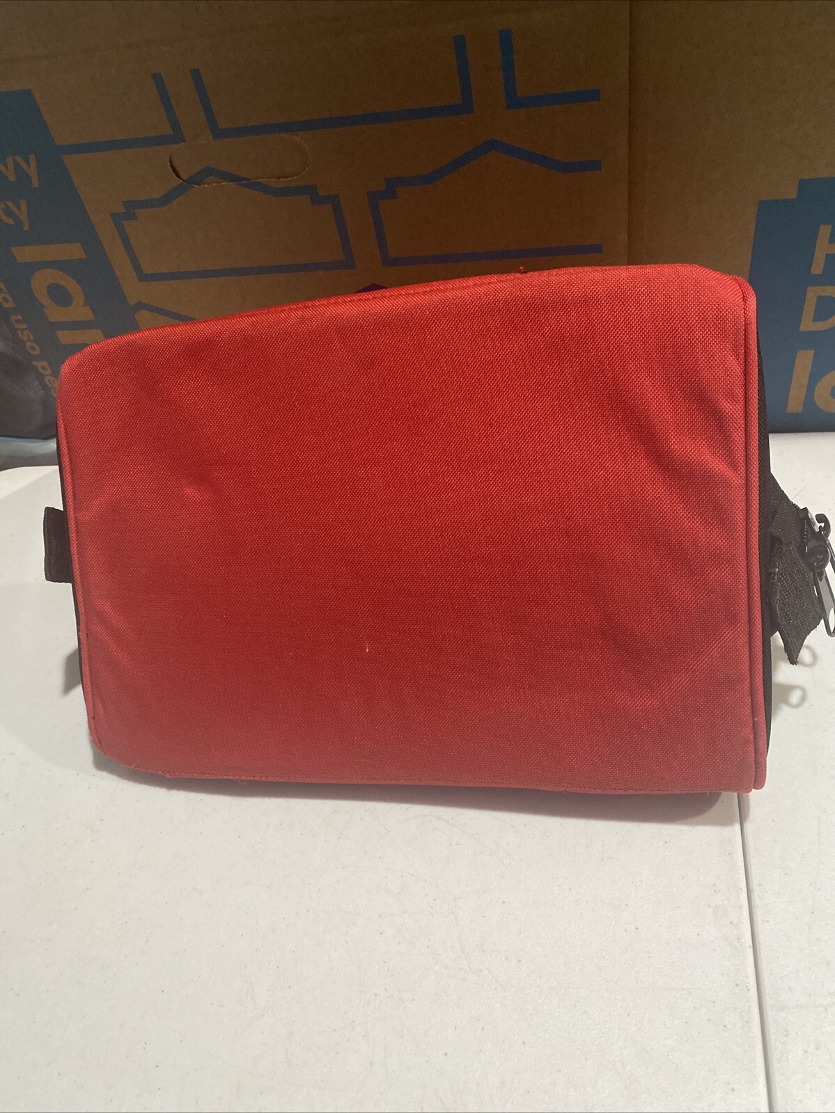 AWP Black/Red Polyester Utility Tool Tote Zip Closure 13”