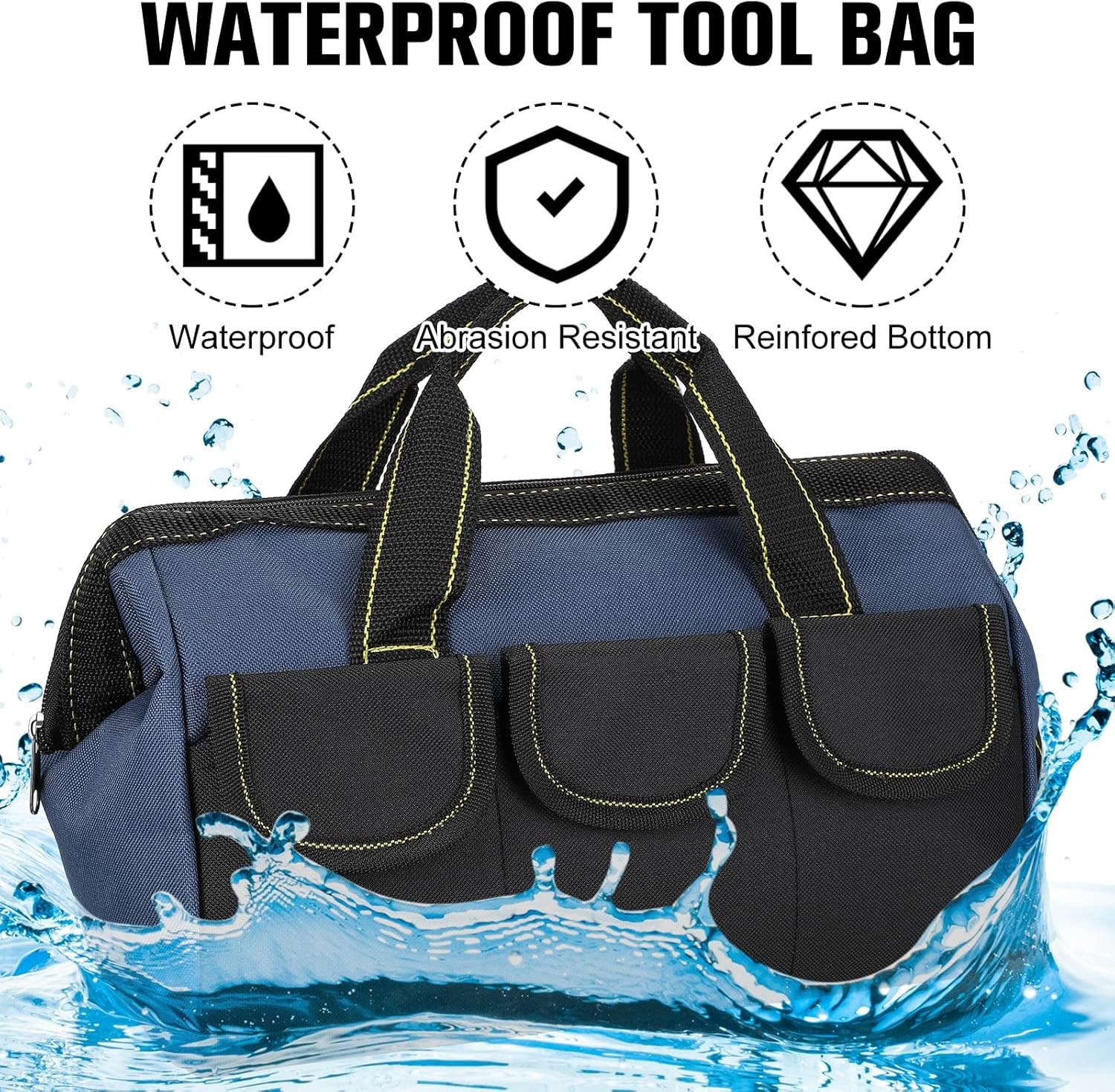 3 Pack Tool Bag for Men with Waterproof Hard Bottom, Heavy Duty Tool Bag