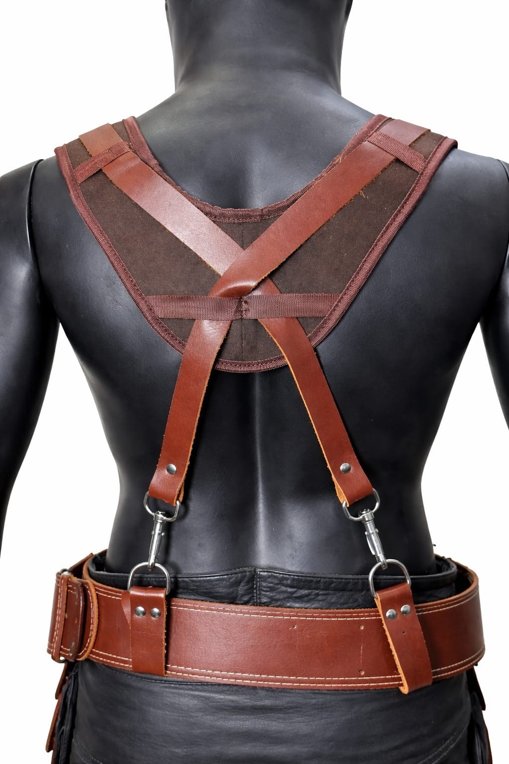 Leather Tool Belt w/ Suspenders Heavy Duty Carpenter Electrician Pouch