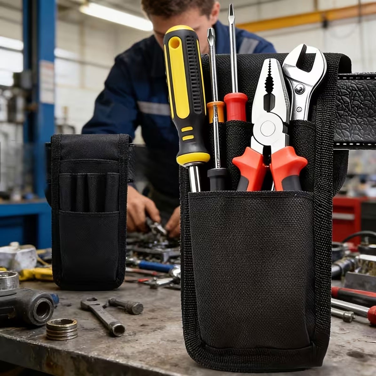 2x Tool Belt Pouch Small Lightweight Compact Tool Holder Nylon Organizer Pocket