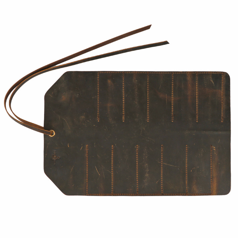 TOURBON Vintage Leather Roll Craft Tool Organizer Workshop Knife Carrier Bag