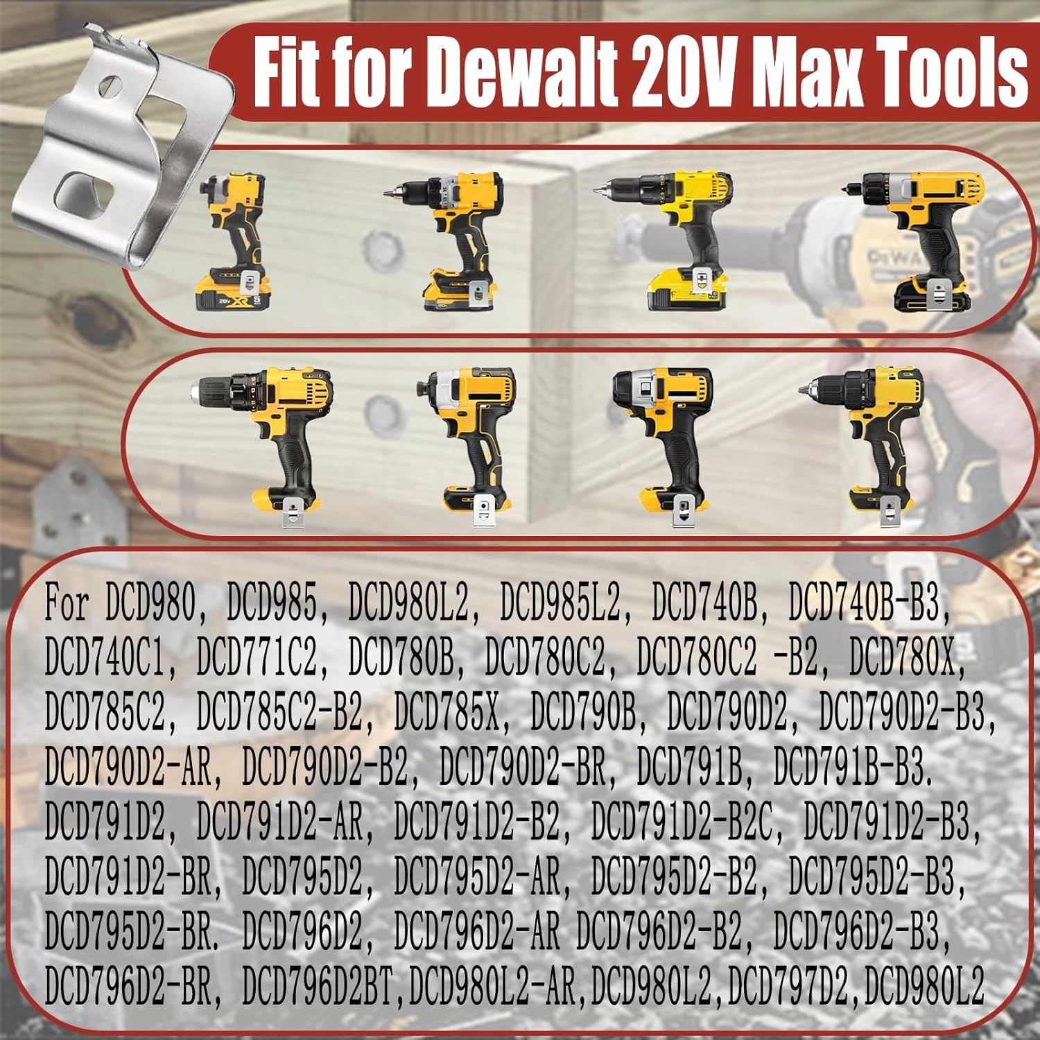 5-Pack Stainless Steel Belt Clips for Dewalt 20V MAX Tools – Easy Install
