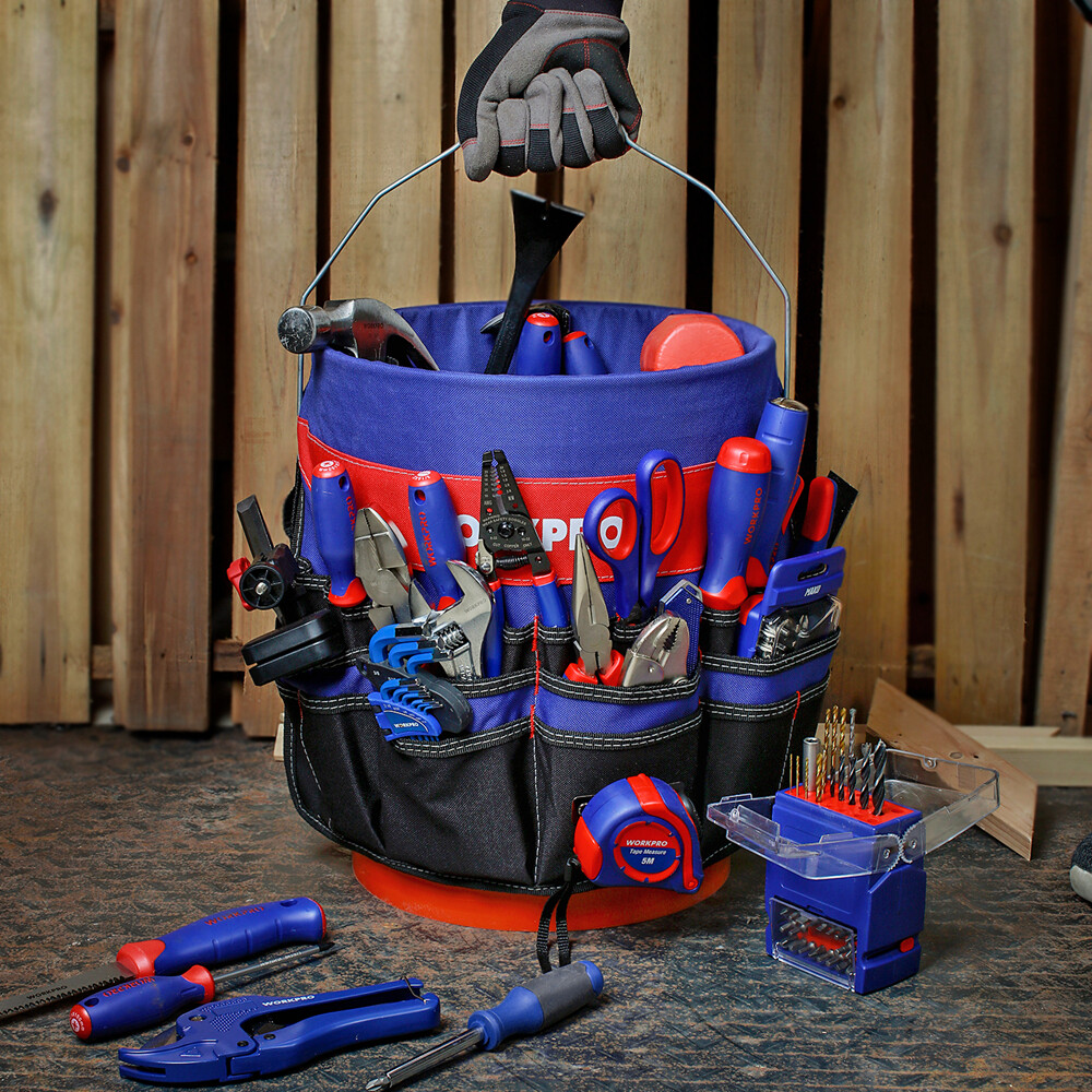 WORKPRO Bucket Tool Organizer with 51 Pockets Fits to 3.5-5 Gallon Bucket USA