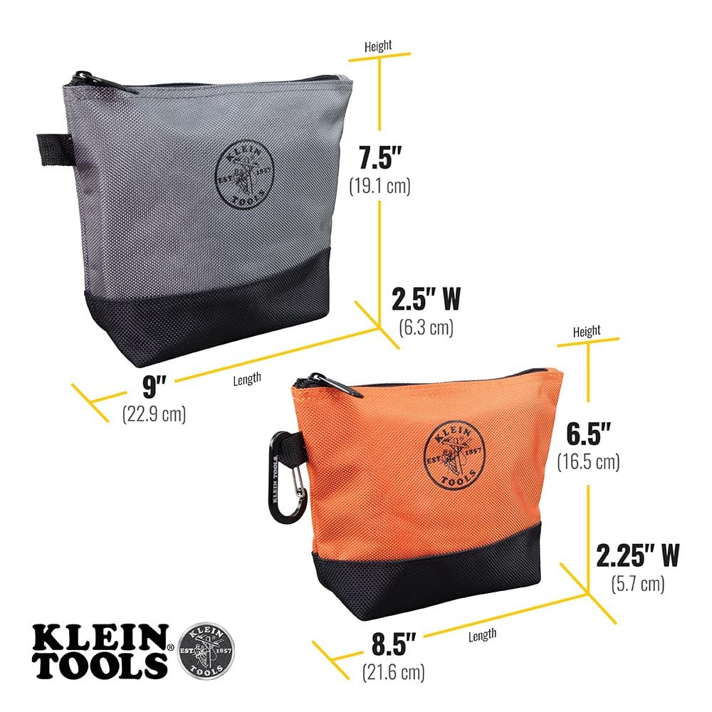 Klein Tools 55470 Utility Bag, Stand-Up 2-Piece, Orange/Black; Gray/Black
