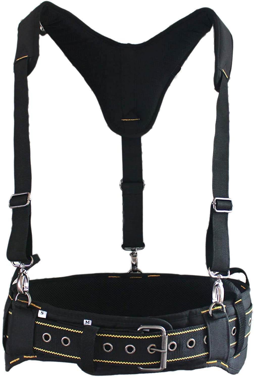 Heavy-Duty Tool Belt Suspenders for Men, 3 Point Padded Suspenders Construction