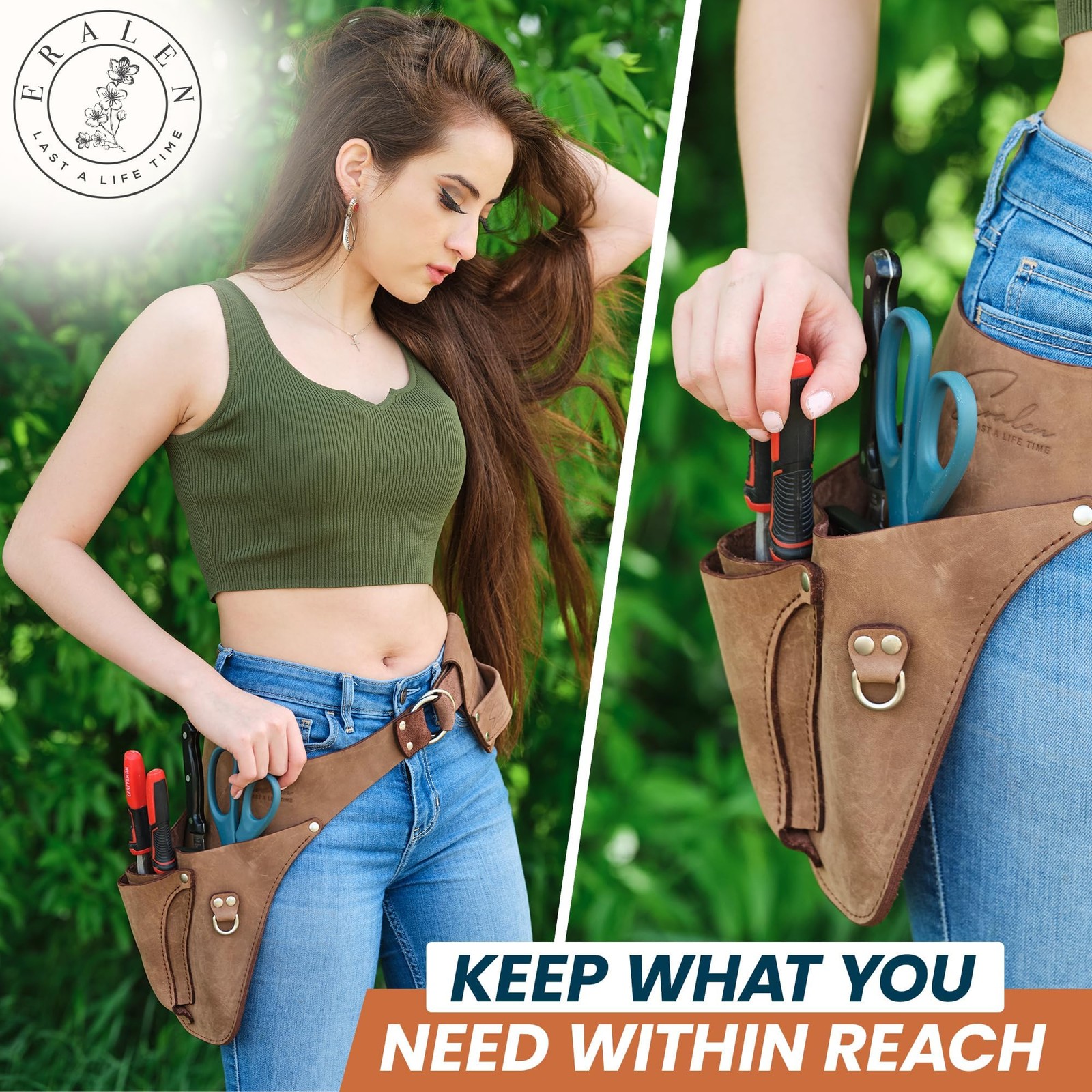 Leather Garden Utility Belt for Women – Florist Tool Holster, Gardening Apron…