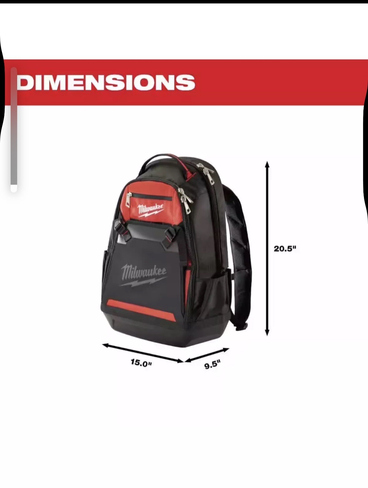 Milwaukee 48-22-8200 35 Pocket Impact Resistant Jobsite Backpack, 1680 Ballistic