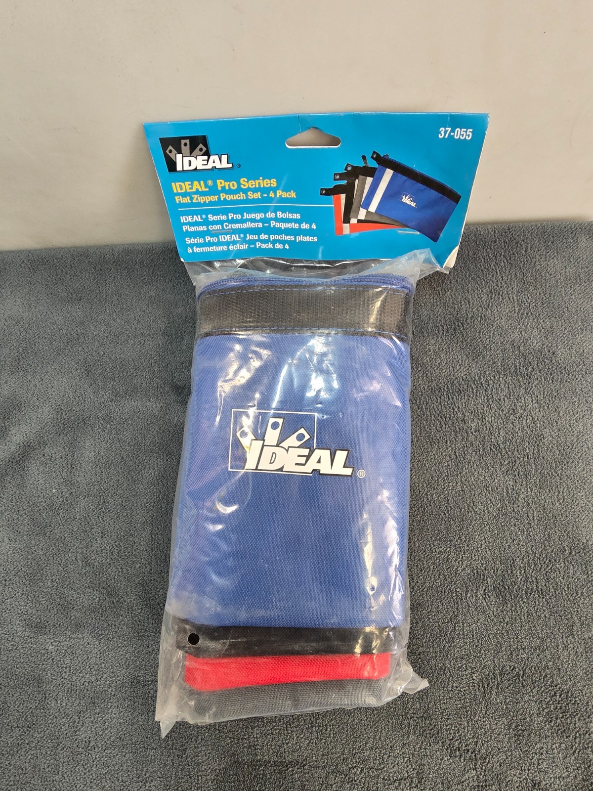 Ideal Zipper Bag, Flat Pouch 12.5 in. x 7 in. x 0.5 in. Colors (4-Pack)