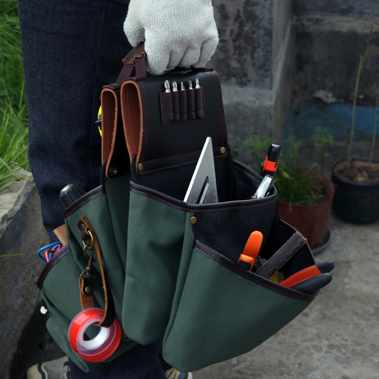 TOURBON Carpenter Workshop Electrician Tool Belt/Pouch/Bag/Holder Heavy Duty