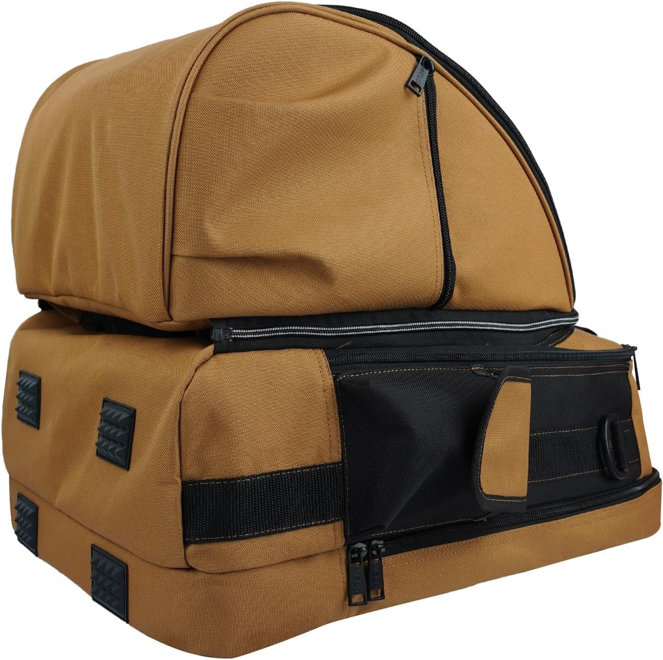 Military-Grade Welding Tool Backpack with Large Capacity Helmet Bag in Brown