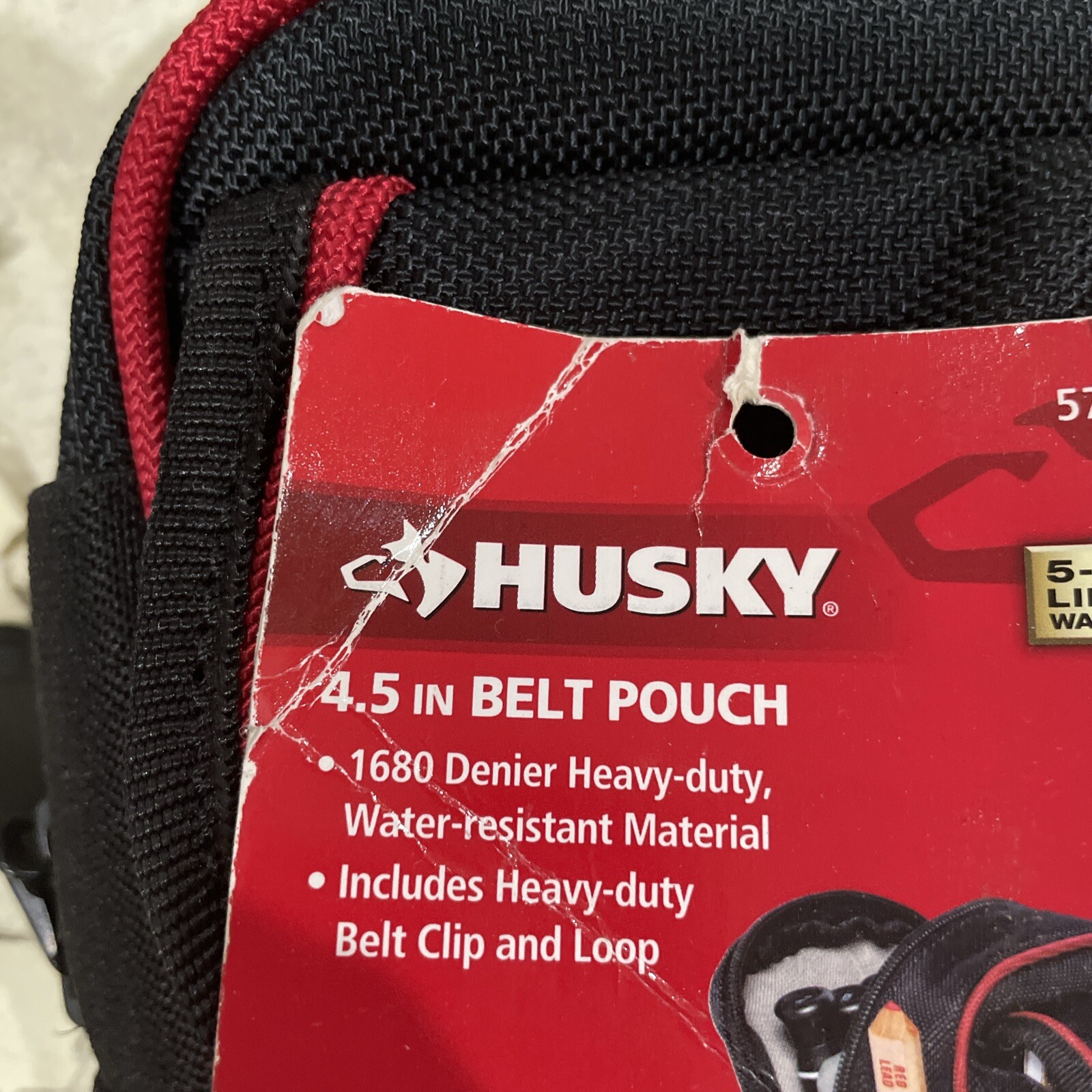 Husky 4.5 in. Clip-On Tool Belt Pouch 3 Pockets Durable Heavy Duty 570 971