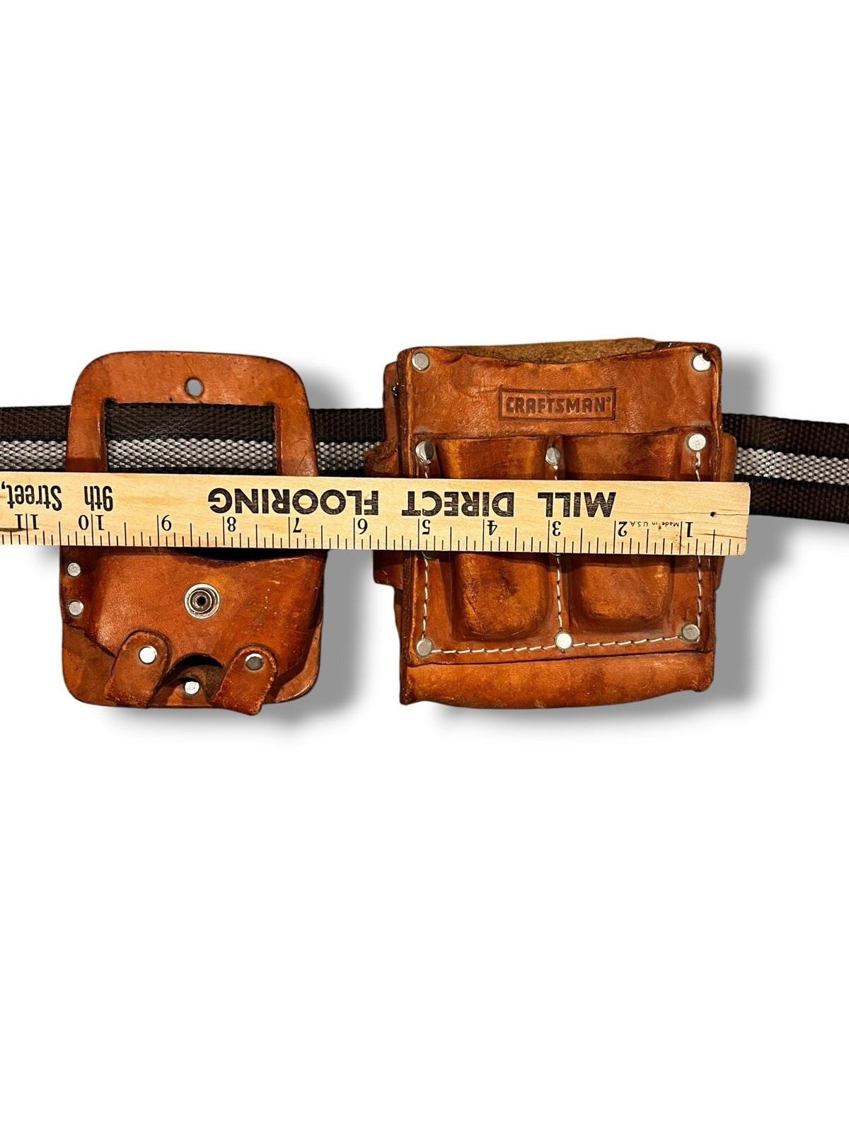 VTG Craftsman Leather Tool Carpenter Pouch 9-40463 & 464 Belt 28”-46” Pockets