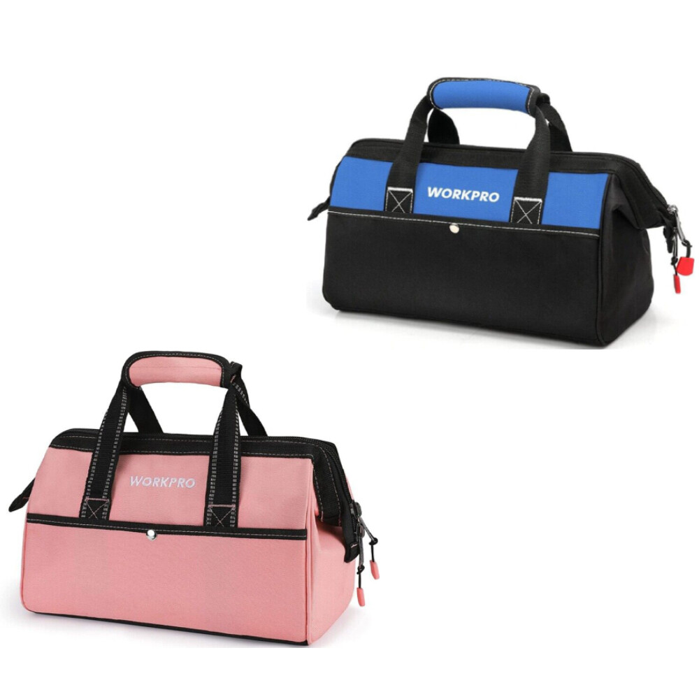 13″ Tool Bag Wide Mouth Tool Tote Bags Heavy Duty Storage Bag Case Blue/Pink USA